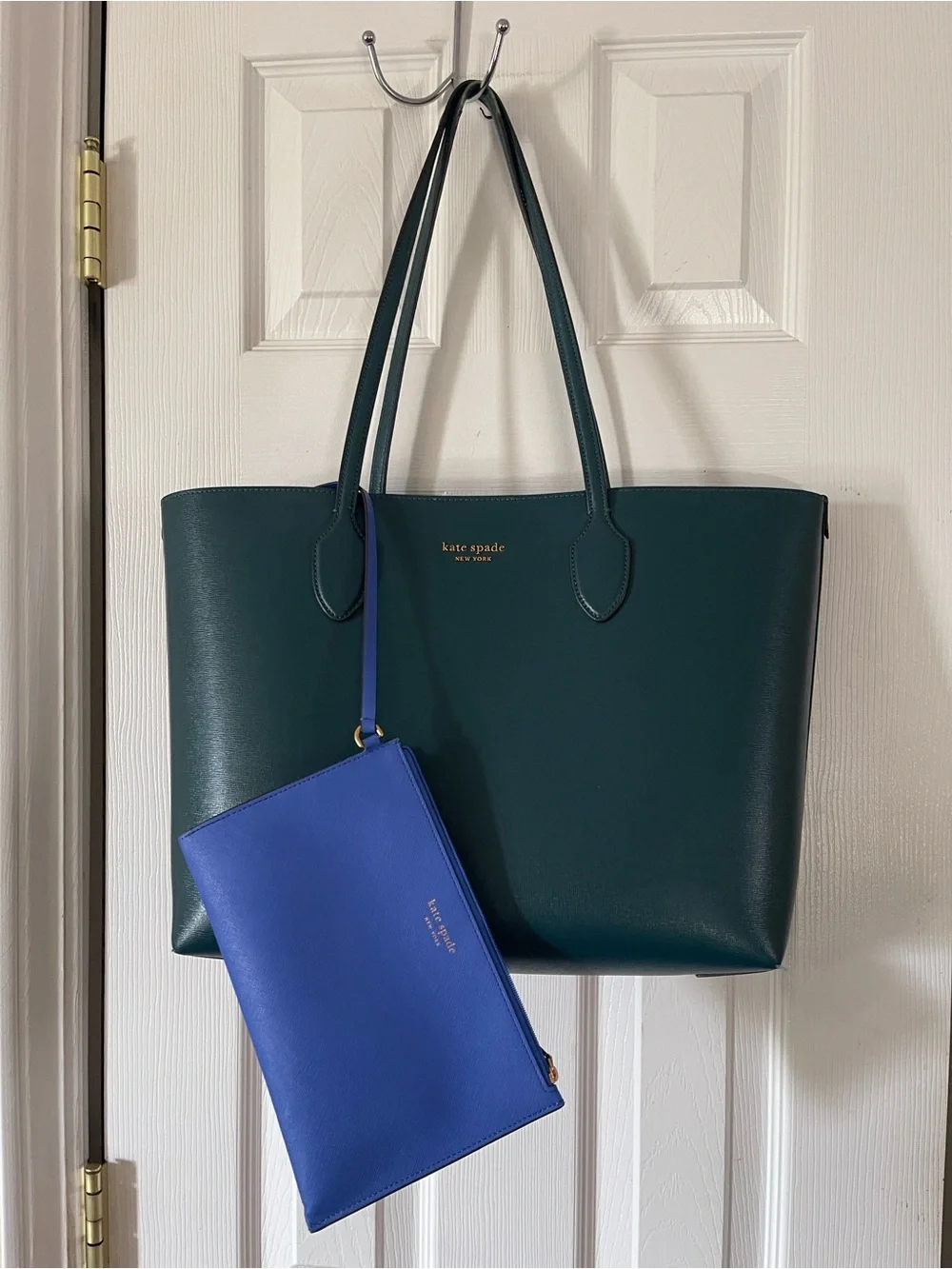 kate spade Teal Tote with Bright Blue Zip Pouch